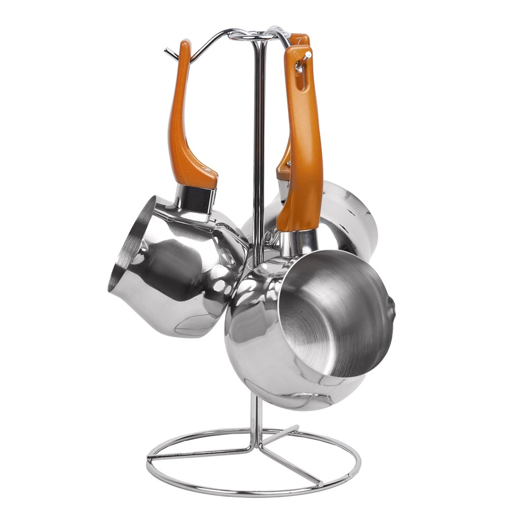 [1A-MI] Set de 3 Pots à lait Inox ABM Avec Support Miel