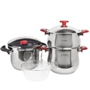 Ensemble de 6 pièces Inox Lines Cocotte 6 L et couscoussier 4 L Rouge