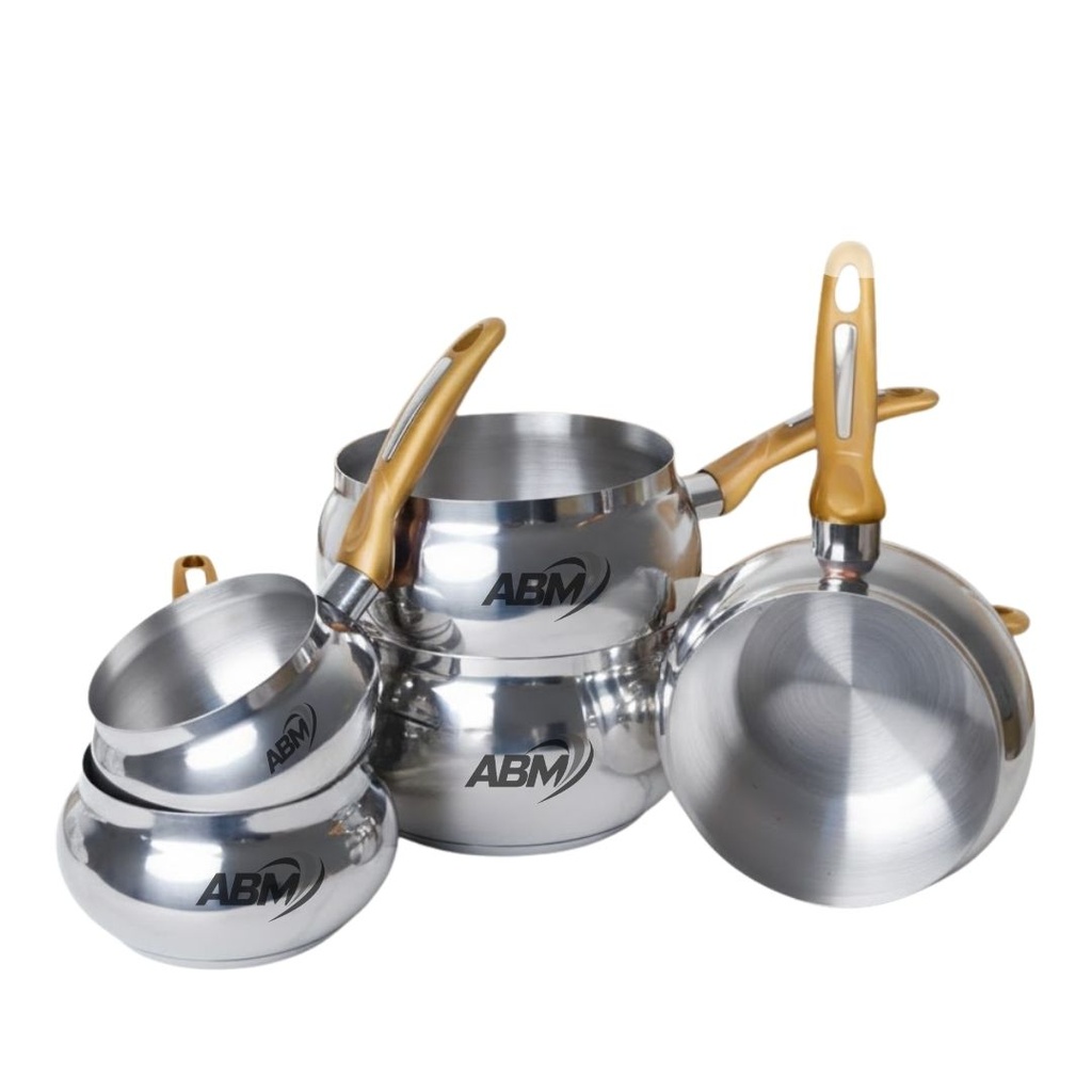 Ensemble de 5 Casseroles Inox 18/10 ABM Miel