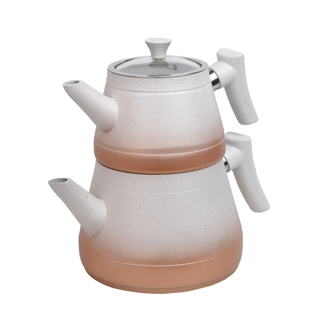 Theière en Granite Lines 3 pcs Blanc & Miel