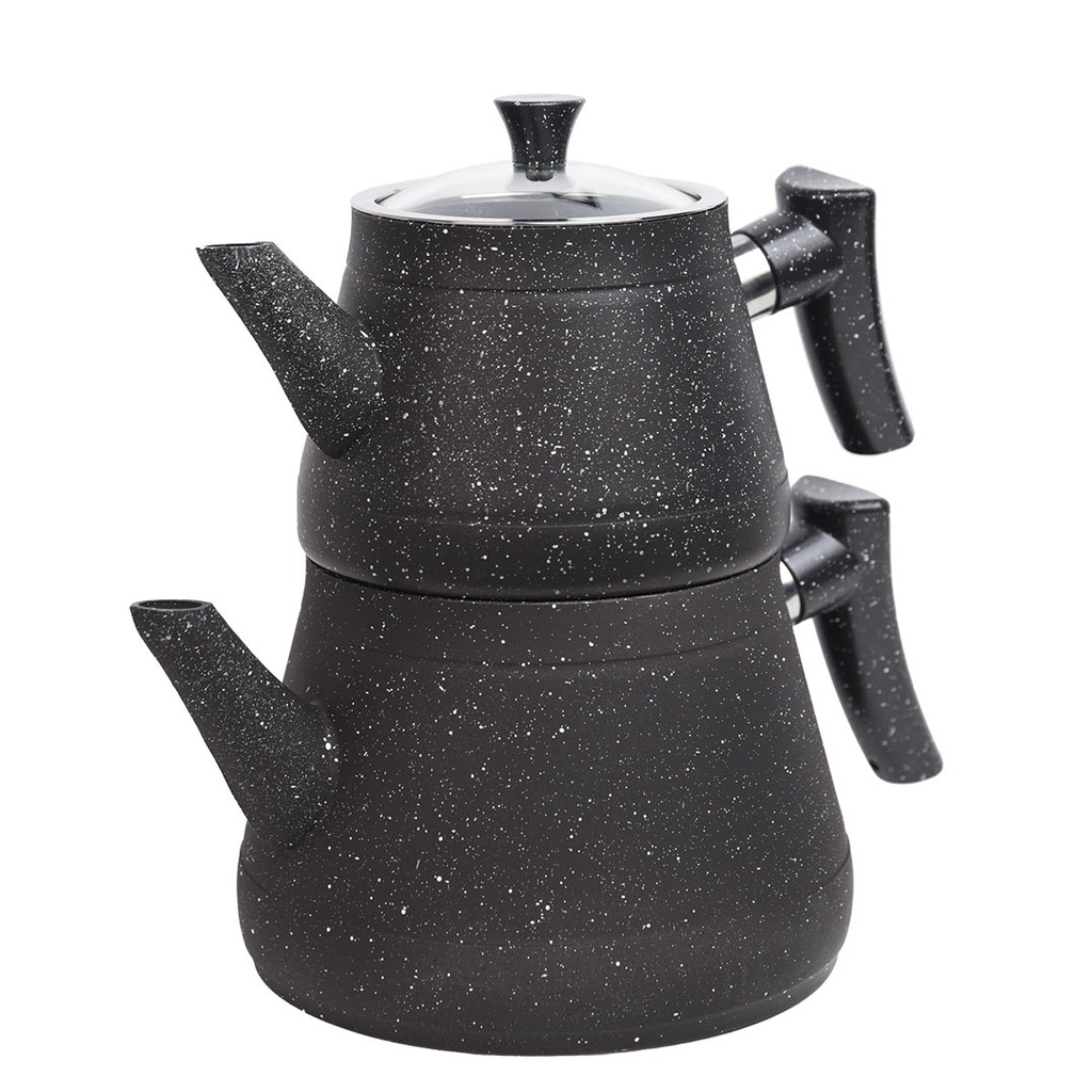 [3PCS-G] Theière en Granite Lines 3 piècs Noir