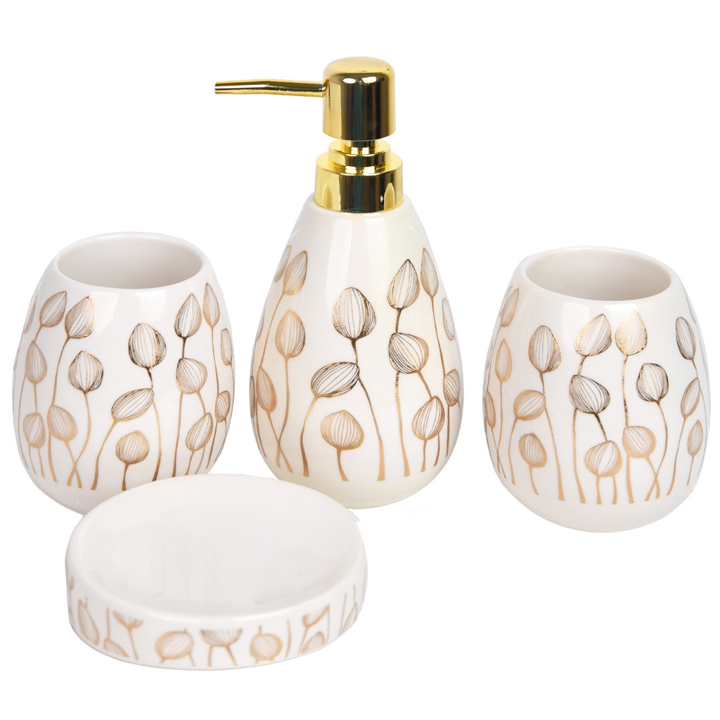 Accessoires de salle de bain en céramique Cercle Motif Fleur