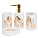 Accessoires de salle de bain en céramique Rond Blanc Motif Feuille