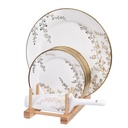 Service à Gâteaux en Porcelaine Golden House – 9 Pièces avec Support en Bois