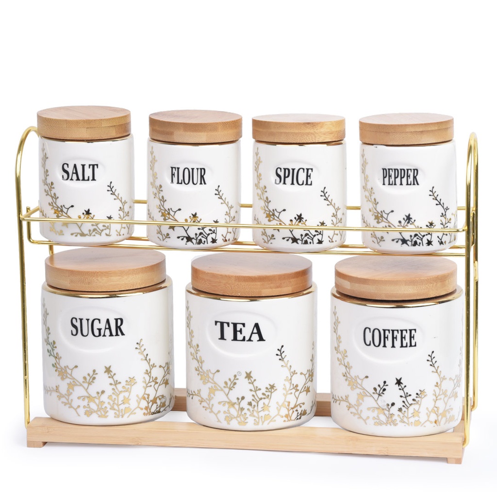 [SAI0073] Porte Epices En Porcelaine Golden House 8 pièces 