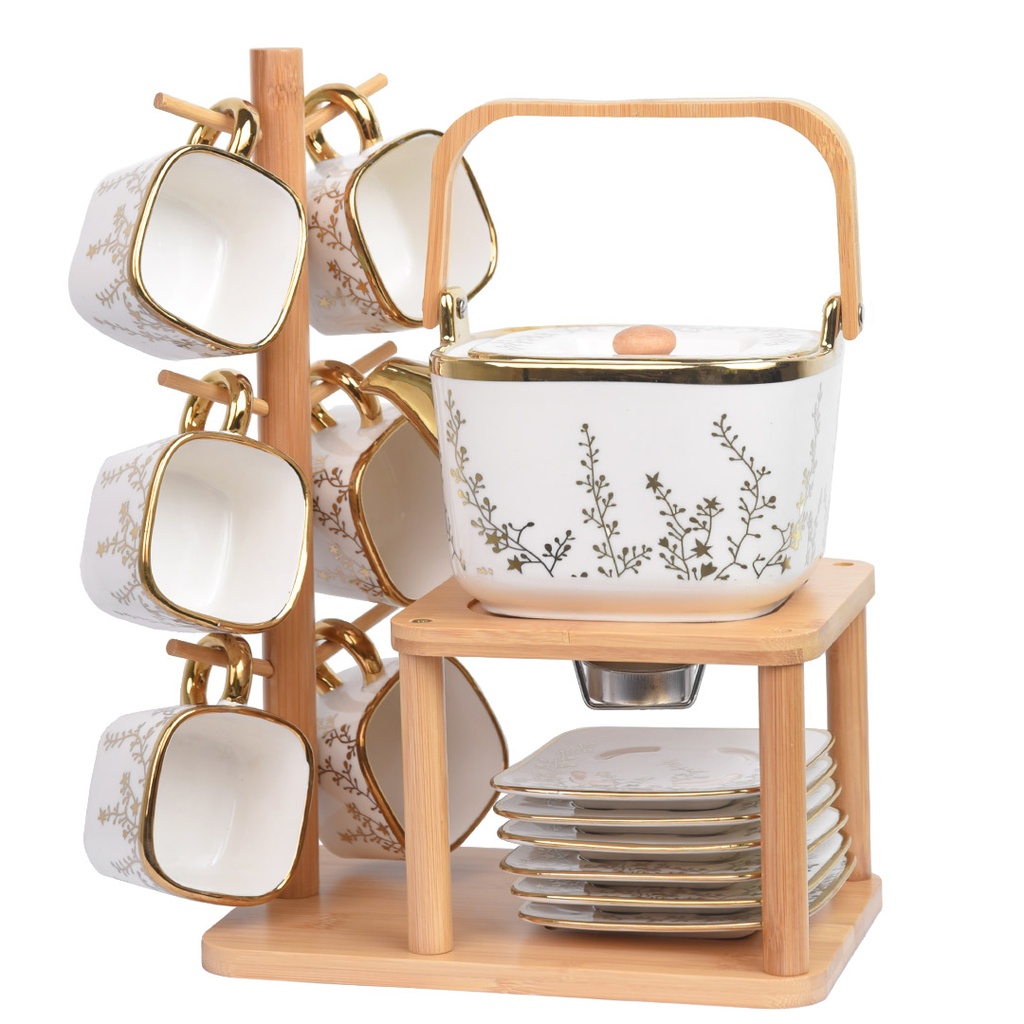 [SAI0076] Service a Café En Porcelaine 16 pièces Avec Support Bougie 