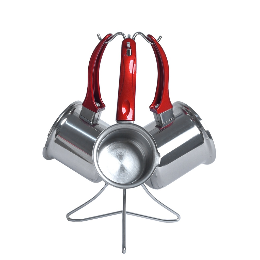 [SAI0080] Set de 3 pots à lait Royal en inox avec Support 