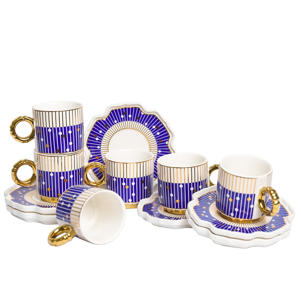 [AMBL214-2] Service à Café 12 Pieces M2 Bleu & Doré