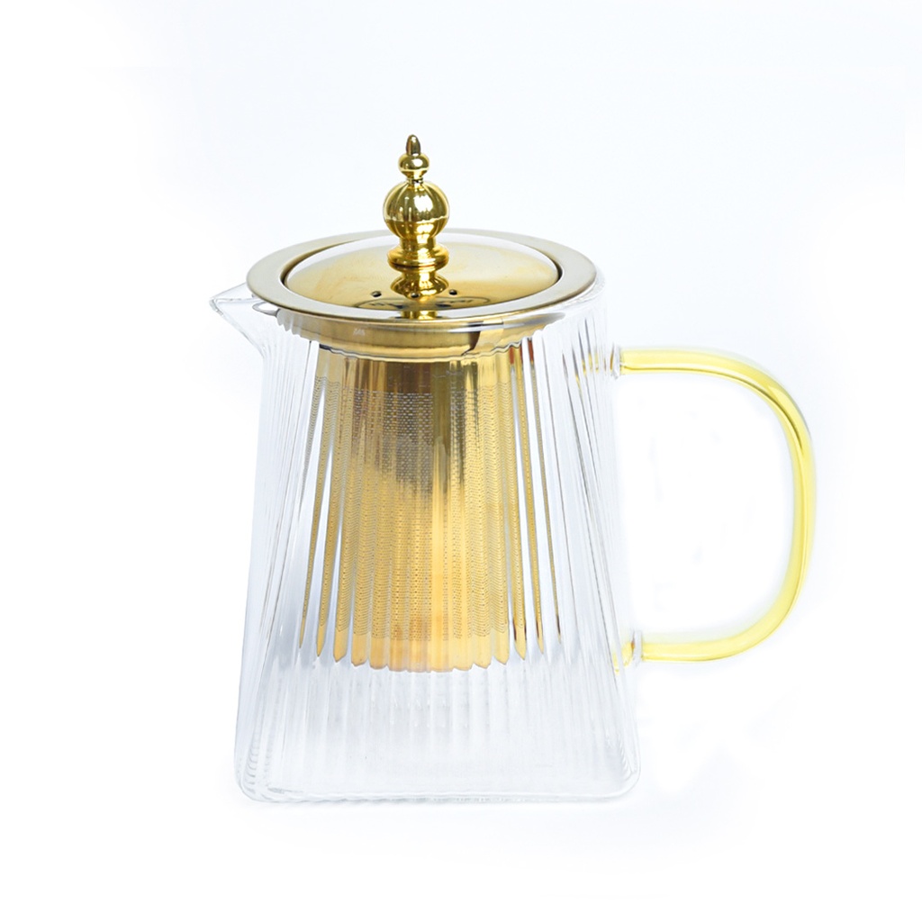 Théière En Verre Avec Couvercle Doré 550cl