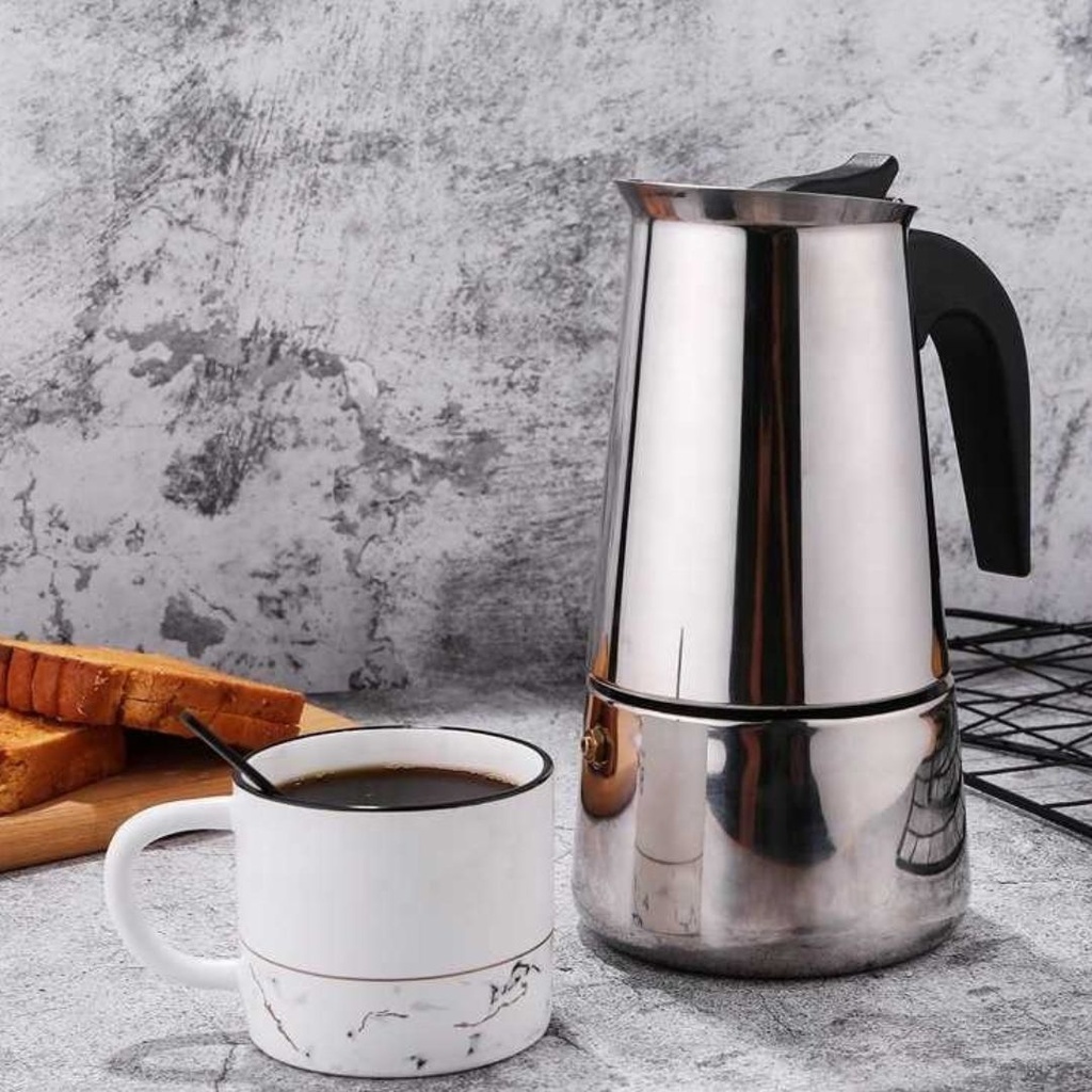 Cafetière En Acier Inoxydable 6 Tasses Argent