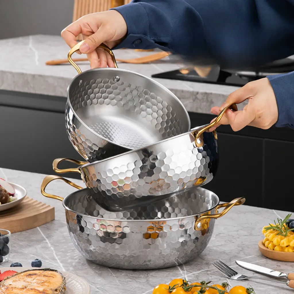 Lot de 3 Casseroles en Acier Inoxydable- Argentées