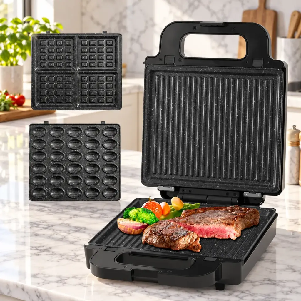 [LSM-2534] Appareil de Cuisson 3en1 Zouza , Panini , Gauffre Lexical 1400W