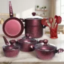Batterie De Cuisine Sizar 16 Pièces Granit Rouge