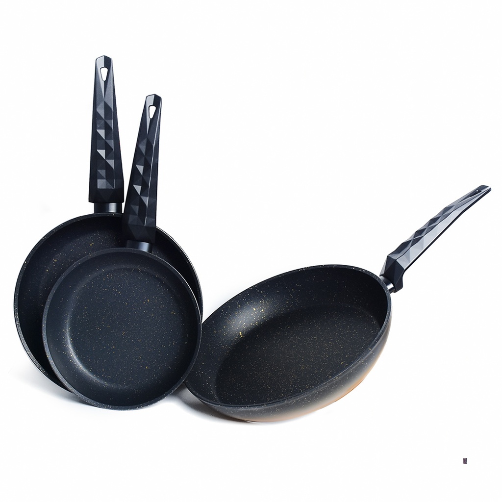 [GRT3PLG] Set De 3 Poêles Granite GRATINA Gold & Noir