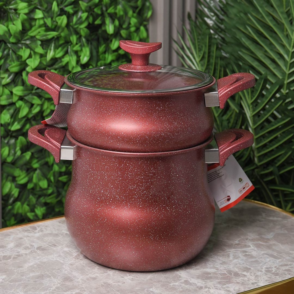 [COU20-R] Couscoussier Granite Lines 5,5L 20 cm Rouge