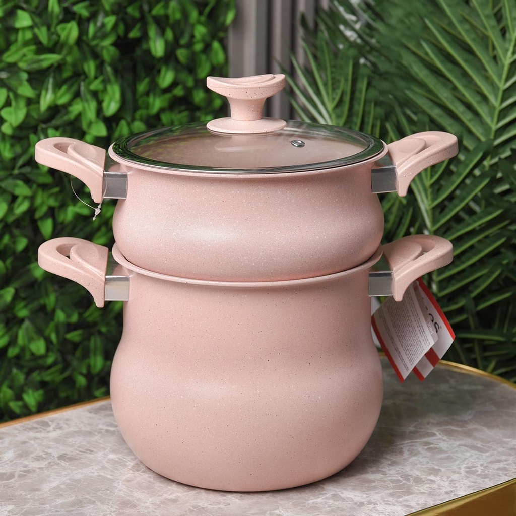 [COU20-RO] Couscoussier Granite Lines 5,5L 20 cm Rose