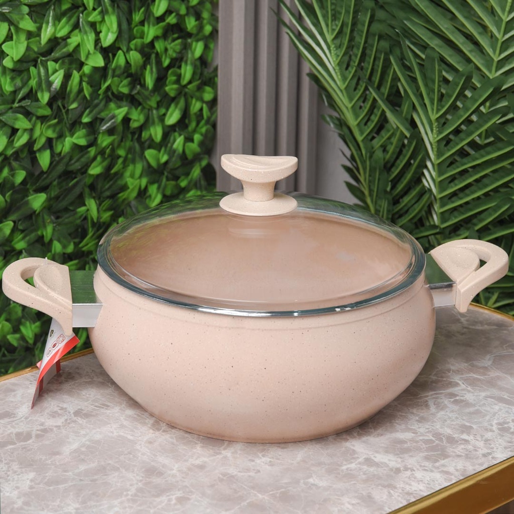 [MAR28-BE] Marmite Granite Lines 28 cm Beige