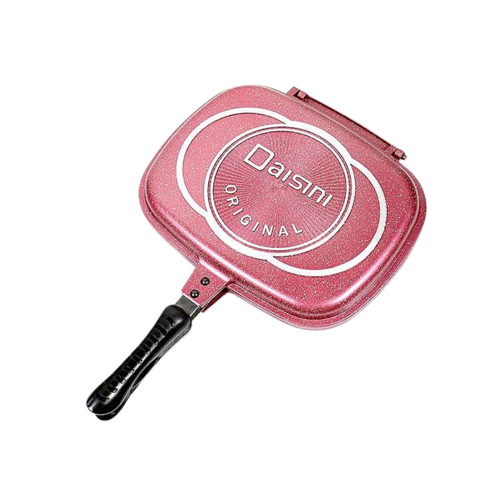 Poêle Grille Double Face 36*25cm -Rouge