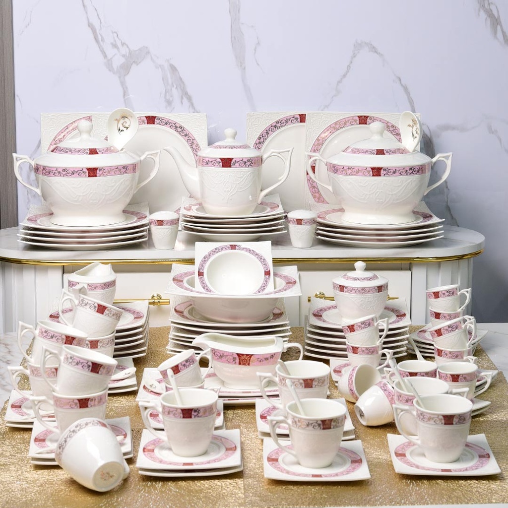 Service De Table 114 Pièces en Porcelaine Florence M3