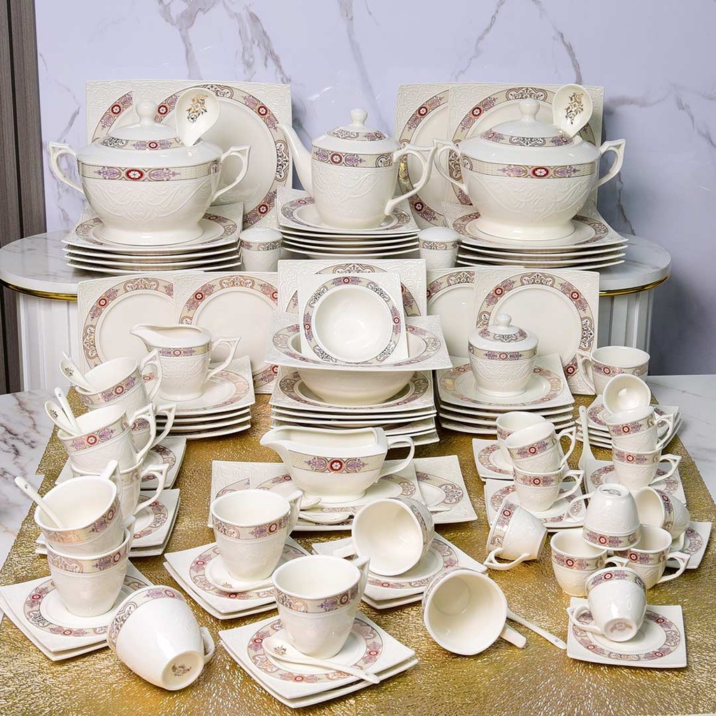 Service De Table 114 Pièces en Porcelaine Florence M4