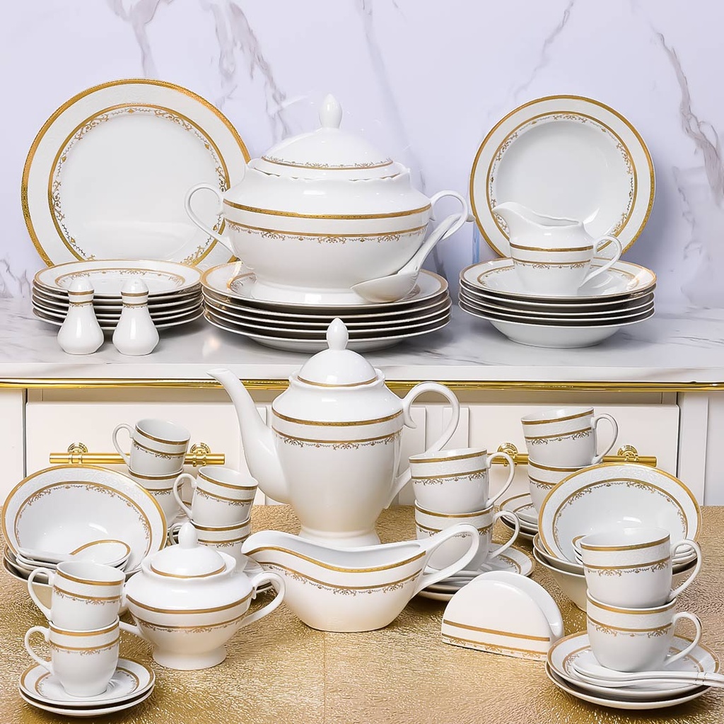 [G2146] Service à Table 72 Pièces en Porcelaine Florence M2- Rond