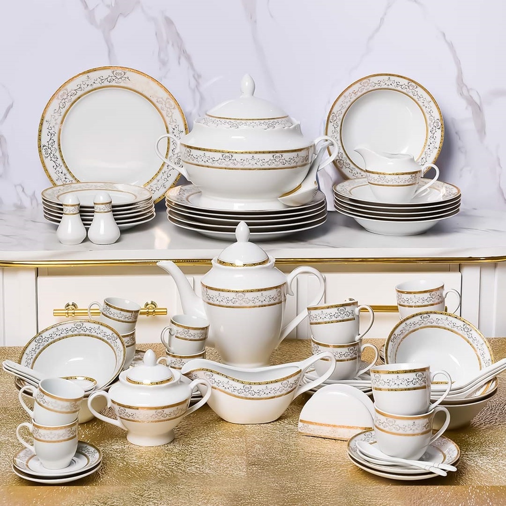 Service à Table 72 Pièces en Porcelaine Florence M4- Rond