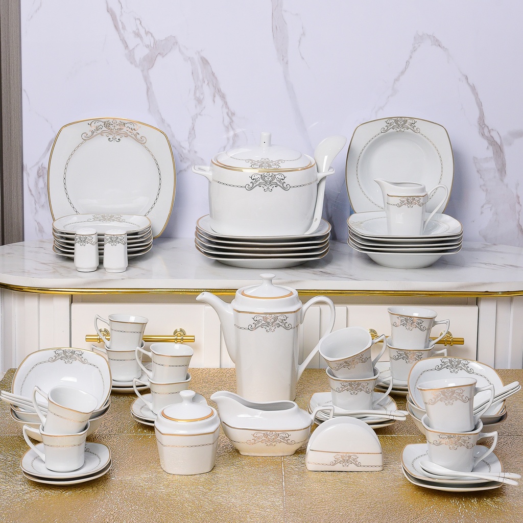 Service à Table 72 Pièces en Porcelaine Florence M1- Carré