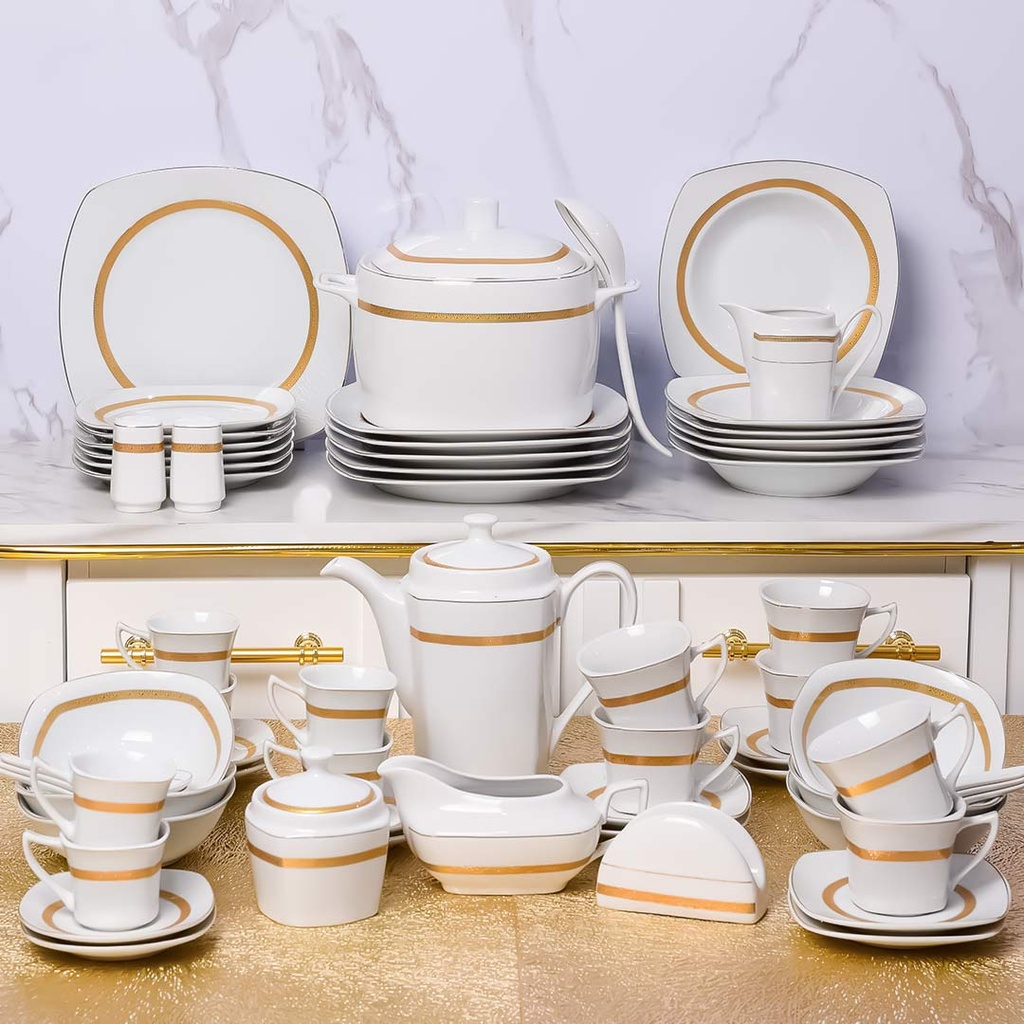 Service à Table 72 Pièces en Porcelaine Florence M2- Carré