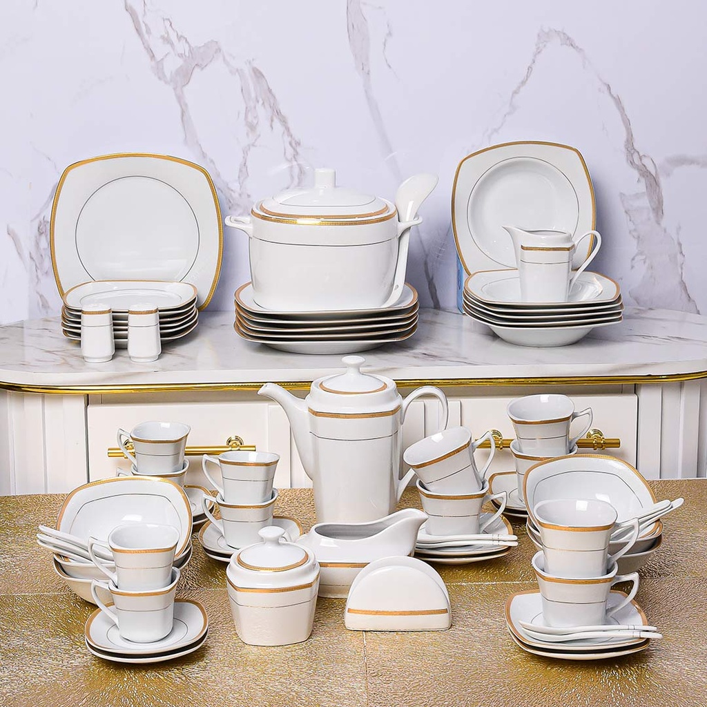 Service à Table 72 Pièces en Porcelaine Florence M3- Carré