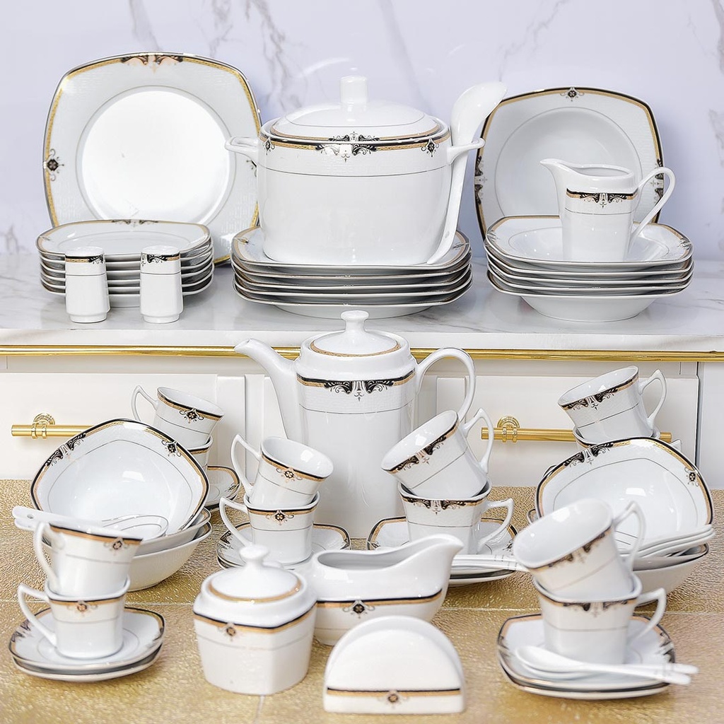 [GS1143] Service à Table 72 Pièces en Porcelaine Florence M4- Carré