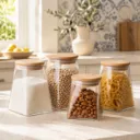 Lot de 4 Boites En verre avec Couvercle en Bois