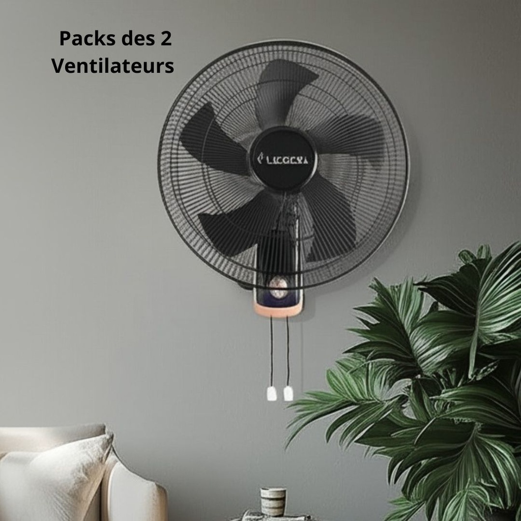 Packs de 2 Ventilateurs Mural 75W Noir