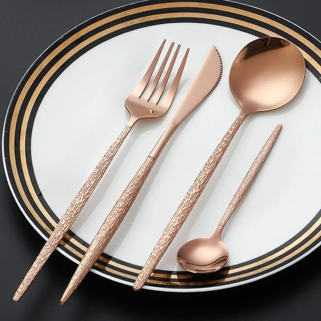 [SAI0118] Coffret Ménagère 24 Pièces En Acier Inoxydable Cuivré