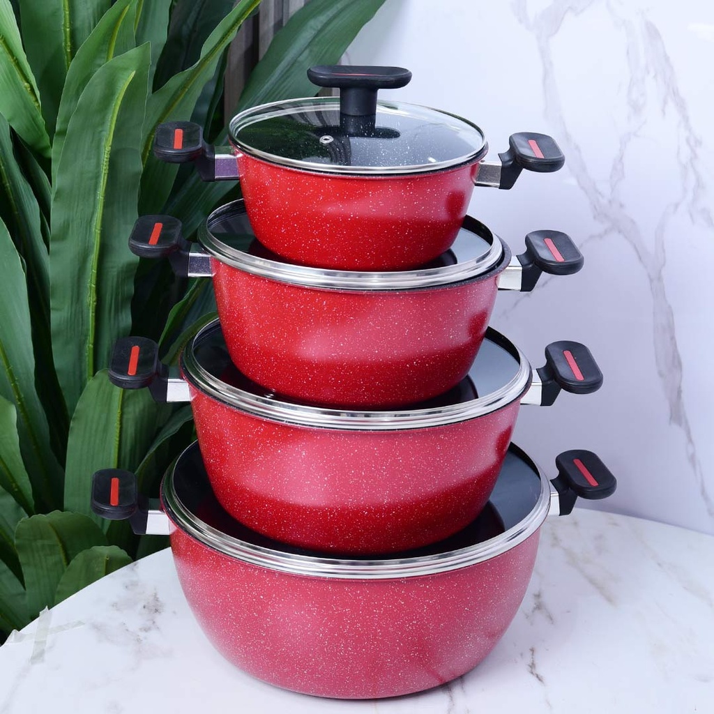Ensemble de 4 Casseroles Hot Chef Rouge