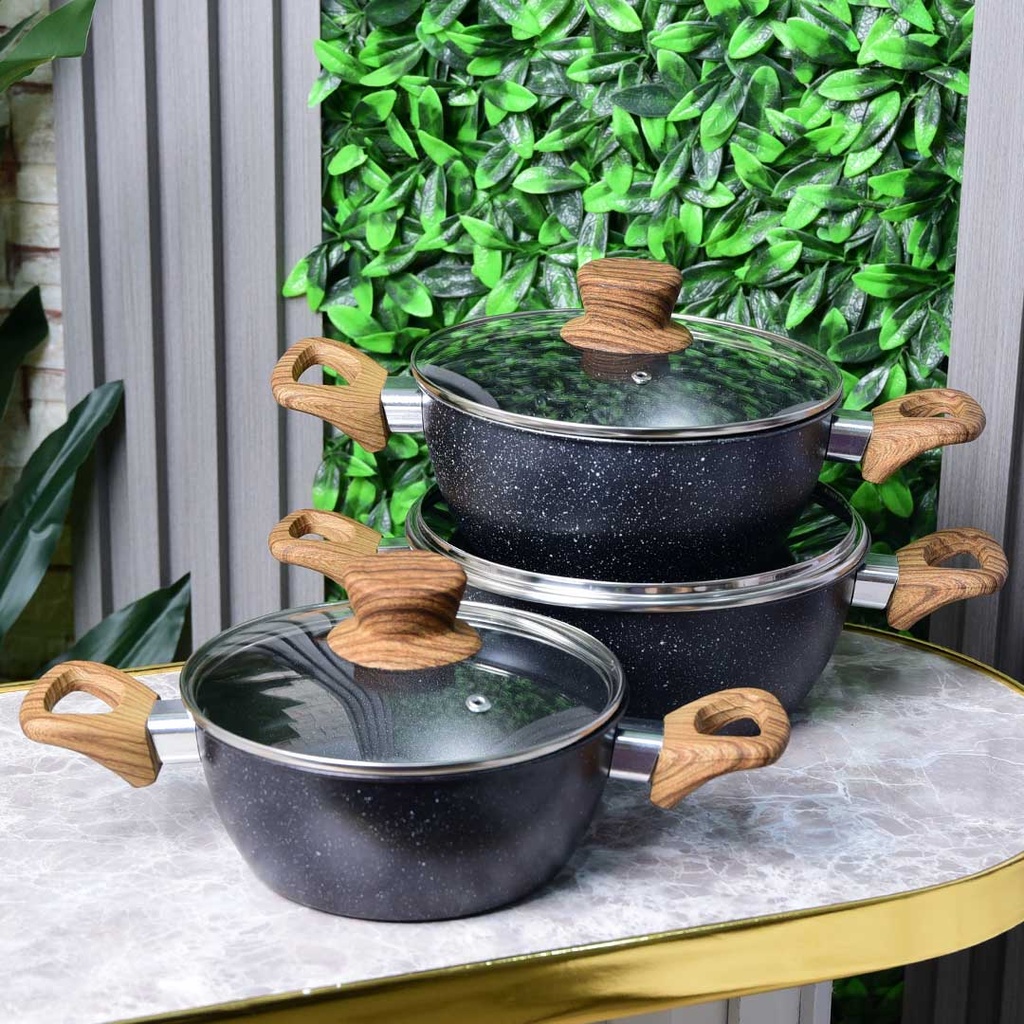 [SAI0122] Ensemble de 3 Marmites Hot Chef - Noir