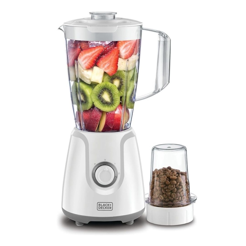 [BX4030-B5] Black & Decker Blender Avec Grinder 400W 1.5L – Blanc