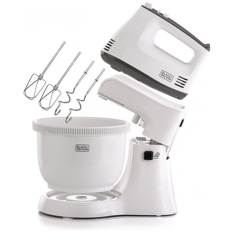 Black & Decker Batteur électrique avec bol 300W – Blanc 