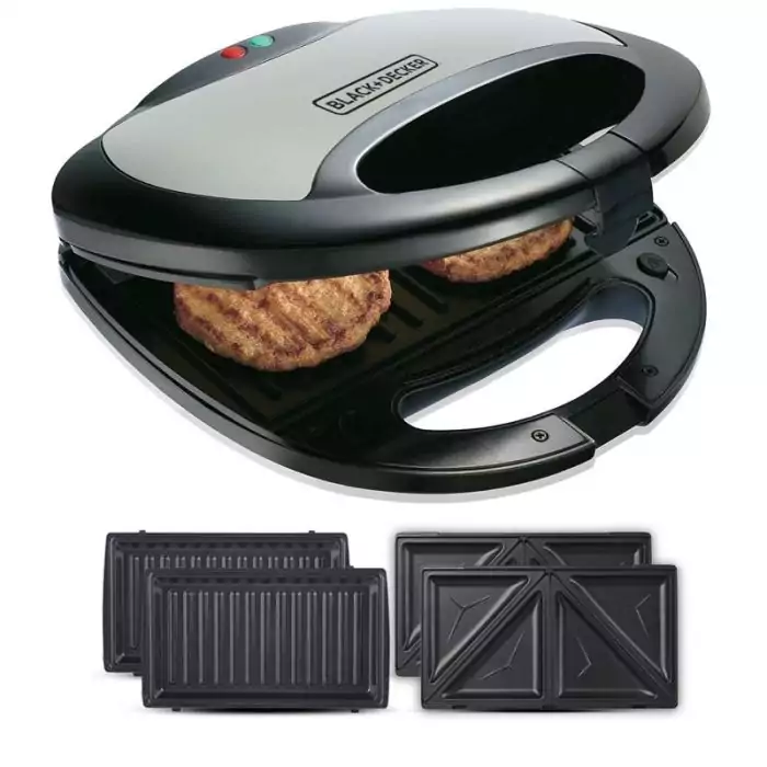 Black & Decker Appareil à Panini/Croque 750W – 2 Fentes – Noir