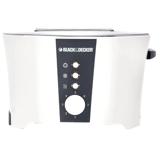 Black & Decker Grille-Pain 800W – 2 Tranches – Blanc