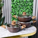 Ensemble de 3 Marmites Hot Chef - Marron