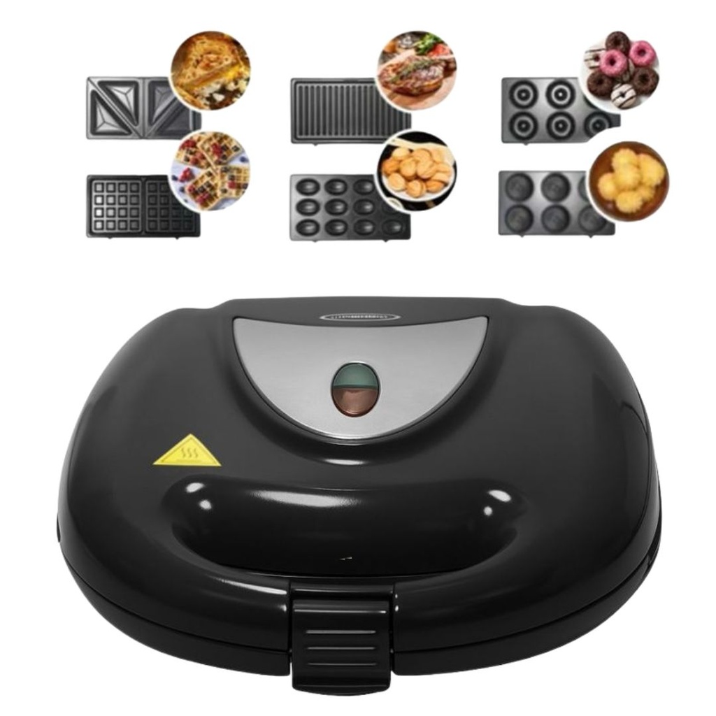 Appareil De Cuisson 6en1 Florence 1500W Zouza , Panini , Gauffre , Donut , Maamoul , Croque-Monsieur - Noir