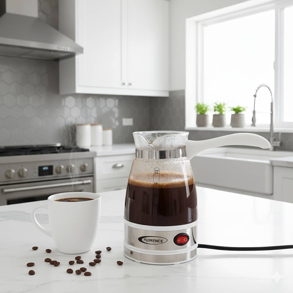 [HK426B] Cafetière à Café Turc Florence 600W - 0,5L - Blanc