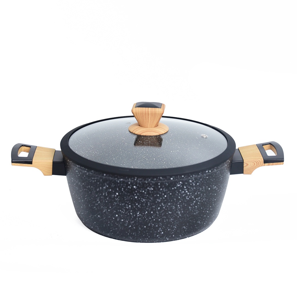 [HK433N] Marmite Granite Sizar 20 cm - Noir
