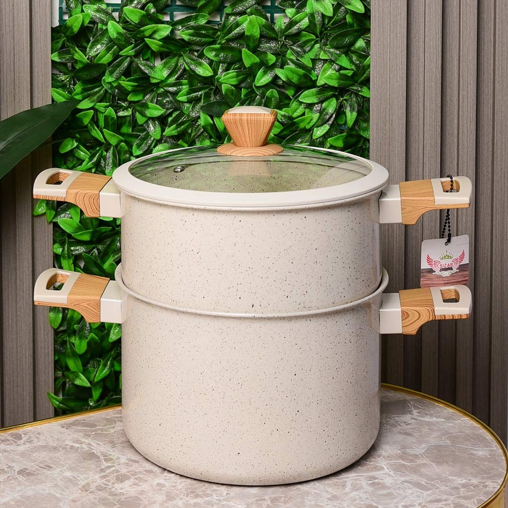 [HK431B] Couscoussier Granite Sizar 8 L 24 cm Beige