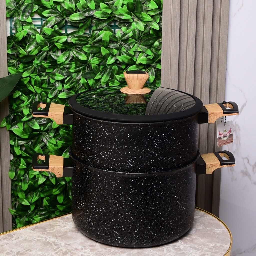 [HK431N] Couscoussier Granite Sizar 8 L 24 cm Noir