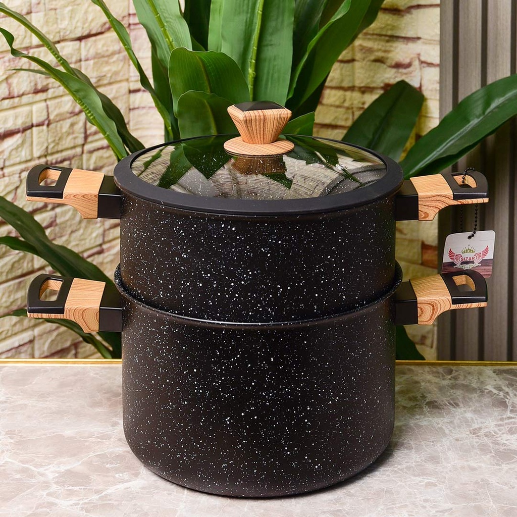 [HK432N] Couscoussier Granite Sizar  10 L 26 cm Noir