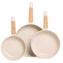 Set De 3 Poêles Granite Sizar Beige 20 , 24 et 28Cm