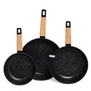 Set De 3 Poêles Granite Sizar Noir 20 , 24 et 28Cm