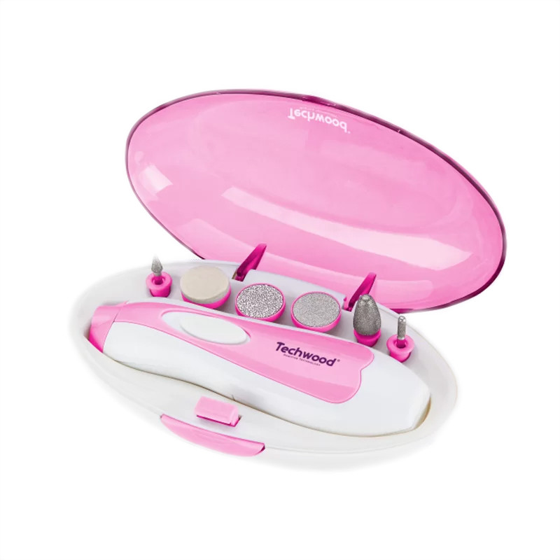 Coffret Manucure & Pédicure Techwood à Piles, 6 Accessoires & Design Ergonomique – TMA-58
