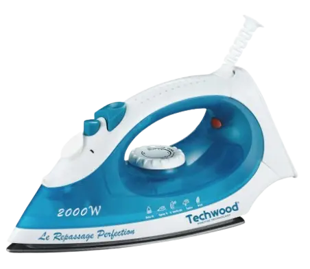 Fer à Vapeur Techwood Semelle Inox, Thermostat Réglable & Protection Thermique – TFV-2004